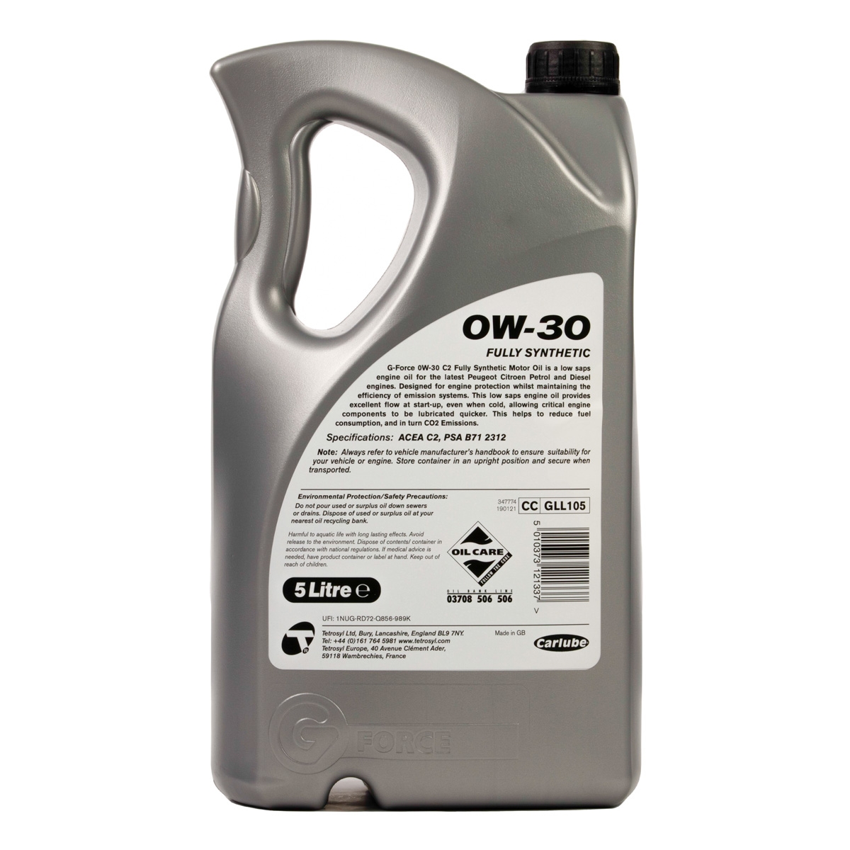 tetgll105_g_force_0w_30_c2_motor_oil_5l_back